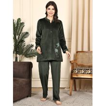 Kanvin Womens Winter Wear Green Top with Pyjama