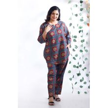 BREATH:ABLES Pink Cotton Floral Stripes Loungewear Kurta with Pant