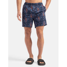 Jockey Ny07 Men Navy Blue Super Combed Cotton Satin Weave Printed Boxer Shorts