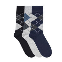 NEXT2SKIN Pack of 3 Men Seamless Regular Length Cotton Socks - Navy Blue & Light Grey & Black