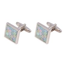 The Tie Hub Crystal Multi-Color Mother Of Pearl Square Cufflinks