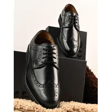 Imperio By Regal Black Men Xlite Wing Tip Leather Brogues
