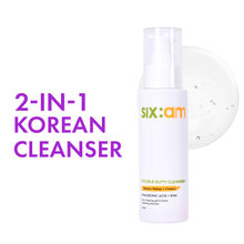 SIX AM Double Duty Cleanser & Makeup Remover, Hyaluronic Acid, Kiwi & Oats, Anti-Acne Face Wash