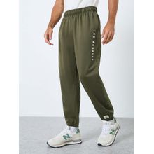 Styli Men Olive Relaxed Fit City Text Thigh Printed Joggers