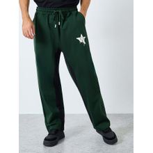 Styli Men Green Contrast Inseam Oversized Terry Trackpant