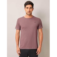 Technosport Men Mauve Solid Slim Fit Round Neck Sports T-Shirt with Technocool+