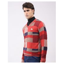 Monte Carlo Men Red V Neck Full Sleeve Pullover Sweater