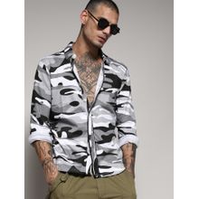 Campus Sutra Men Grey Camouflage Shirt