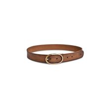 Belwaba Genuine Leather Tan Mens Belt With Brushed Brass Finished Buckle