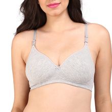 Bralux Women's Bra, B Cup Cotton Non-wired Thin Padded Bra With Transparent Strap - Grey
