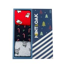 Mint & Oak Winter Wonderland Crew Length Pack of 3 Socks for Men - Multi-Color (Free Size)