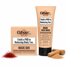 Ghar Soaps Magic De-Tan Face Wash & Sandalwood Saffron Magic Bar Pack of 1 Combo