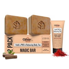 Ghar Soaps Magic De-Tan Face Wash & Sandalwood Saffron Magic Bar Pack of 2 Combo