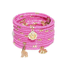 Blueberry Pink Beaded Spiral Bracelet