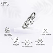 GIVA Sterling Silver Loop Ring with Swarovski Crystal