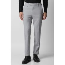 Van Heusen Men Grey Textured Slim Fit Trousers