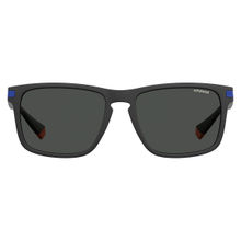 Polaroid Unisex Grey Rectangle Full Rim Sunglasses (55)