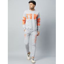 Club York Men Light Grey Printed Trackpant