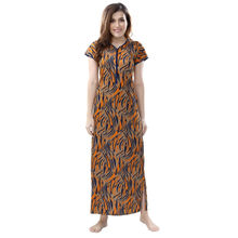 PIU Women's Sarina Printed Zipper Nighty Gown - Orange