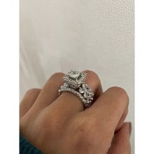 ISHKAARA Rhodium-Plated White AD-Studded Finger Ring