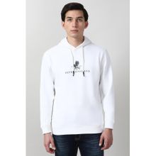 Peter England White Graphic Print Hoodie