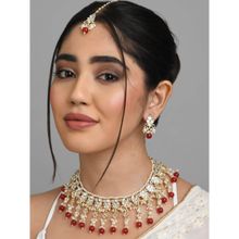 Fida Wedding Ethnic Antique Gold Maroon Pearl Kundan Jewellery Set for Women