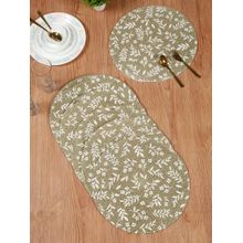 HOSTA HOMES Brown Pure Cotton Floral Printed Table Mats (Pack of 6)