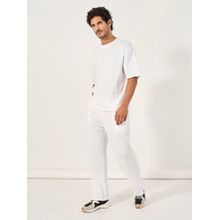 Styli Men White Typographic Print Oversized Co-Ord (Set of 2)