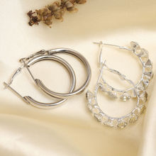 Ayesha Set Of 2 Stylish Silver Hoop Earring Set