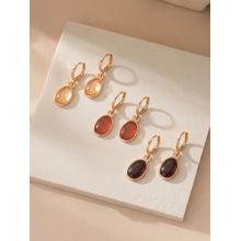 Accessorize London Women Stone Drop Drop Earrings (Pack Of 3)