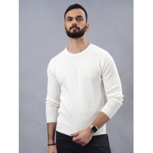 JadeBlue Slim Fit Textured White Cotton Winter Sweatshirt