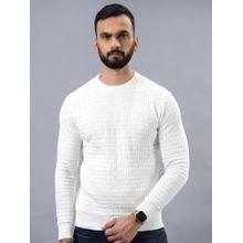 JadeBlue Slim Fit Self Design White Cotton Winter Sweatshirt
