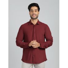 JadeBlue Slim Fit Solid Maroon Polyester Casual Shirt