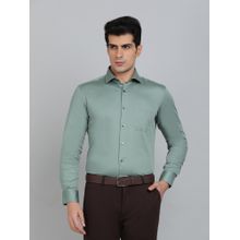 Metal Slim Fit Solid Metal Pista Green Cotton Formal Shirt