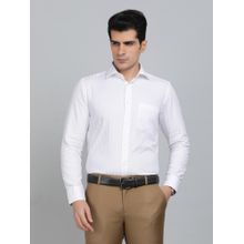 Metal Slim Fit Stripes Metal White Cotton Formal Shirt