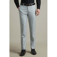 Louis Philippe Men Grey Slim Fit Textured Flat Front Formal Trouser