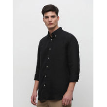 SELECTED HOMME Black Linen Full Sleeves Shirt