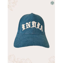 Maatir Blue Denim Embroidered India In White Premium Baseball Cap