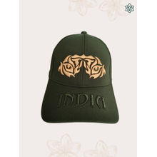 Maatir Dark Green Embroidered Tiger India Premium Baseball Cap