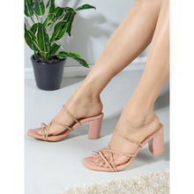 Iconics Womens Fashionable Peach Color Heel Sandals
