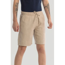 Snitch Beige Solid Cotton Shorts