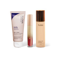 FLiCKA Combo - Flawless Femme Foundation Ivory + Silk Touch Primer + R U Ready Lipstick Any Shade