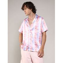 Campus Sutra Mens Lavender & Pale Orange Relaxed Ombre Printed Shirt