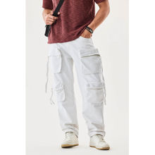 Snitch White Solid Relaxed Casual Cargo