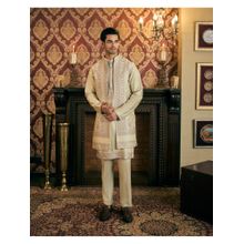 TAJIRI Mirage Green Raw Silk Thread Work Kurta with Pant and Jacket