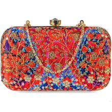 Parizaat By Shadab Khan Red & Blue Embroidered Clutch