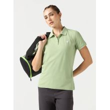 Technosport Green Women Slim Fit Sports Polo T-Shirt