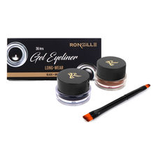 Ronzille 36Hr Waterproof And Smudge Proof Long Wear Gel Eyeliner With Brush - Black And Brown