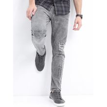 HIGHLANDER Men Grey Solid Mid-Rise Highly Distressed Stretchable Jeans