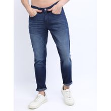 HIGHLANDER Men Blue Solid Mildly Distressed Light Fade Stretchable Jeans